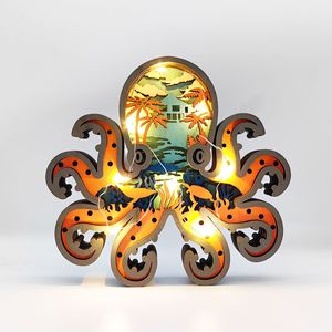 Uionen - Figuras de Pulpo de Madera Talladas a Mano al por Mayor, Artesanías de Animales Marinos, Estilo Peces del Océano, Adornos Decorativos para Mesa de Hogar - Product Image 2