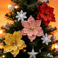 Nouveau modèle 2026 avec fleur de Noël artificielle en velours et strass pour centres commerciaux, hôtels et ambiance de Noël DIY