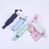Parapluie pliant moderne automatique de haute qualité en pongé rose, idéal comme souvenir d'anniversaire, avec coffret cadeau pour cadeaux d'affaires