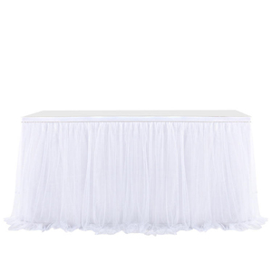 Plinthe de table jetable blanche avec nappe en dentelle colorée Jupes de table de tombola pour les mariages - Product Image 4