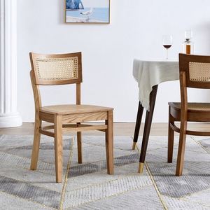 Silla rústica tejida de caña de mano, silla de madera maciza, silla de ratán para comedor y restaurante de Hotel - Product Image 5