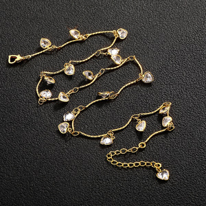 Accesorios de Alta Gama para Pulseras y Collares, Chapados en Cobre con Oro de 14K y Circonita, Diseño de Corazón, Estilo Hip Hop, Venta al Por Mayor - Product Image 2