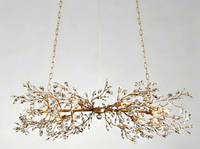 Lustre floral en cristal en forme de branche, lampe suspendue pour salon, hôtel, salle à manger, villa, hall d'entrée