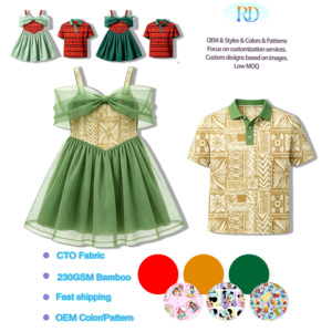 Abbigliamento per Vacanze Bambini OEM, Completo Coordinato Fratelli con Stampa Cartone Animato, Polo per Ragazzi e <span class=keywords><strong>Vestito</strong></span> Estivo con Fiocco in <span class=keywords><strong>Tulle</strong></span> per Ragazze - Product Image 4