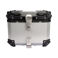 Top Case Universel pour Moto 45L en Acier Inoxydable, Boîte Arrière à Dégagement Rapide, Coffre Arrière Noir Argenté, Étanche et Réfléchissant