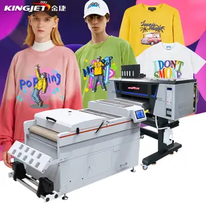 Kingjet सबसे अच्छा dtf प्रिंटर 60cm,dtg प्रिंटर टी शर्ट प्रिंटिंग मशीन की कीमतें, कपड़े सभी सामग्री के लिए मुद्रण मशीन