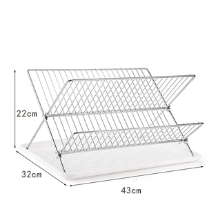 Organizador de Cubiertos de Cocina DS1499, Escurridor de Platos Plegable de Acero Inoxidable, Escurridor de Platos Plegable de 2 Niveles - Product Image 2