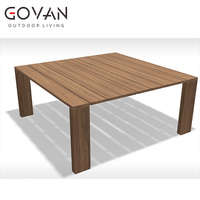 Table de salle à manger d'extérieur moderne de luxe en teck massif, design carré, résistante aux intempéries, pour jardin, patio, hôtel, restaurant