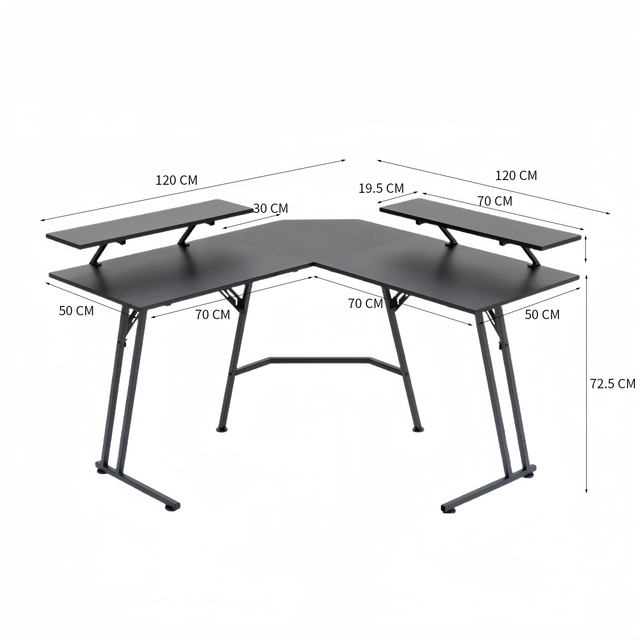 RGB Gaming Desk with LED Light Strip L Shaped Computer Table for Gamer Setup Black Gaming Workstation PC Desk
