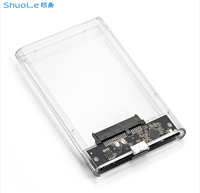 SHUOLE hdd eksternal kandang kotak hard disk 2.5 inci USB3.0 SATA eksternal transparan HDD SSD penutup