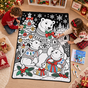 Wholesale <b>Christmas</b> DIY Coloring Flannel Blanket Rectangular Holiday Pattern Home Use Washable Graffiti Blanket for Bed - Product Image 4