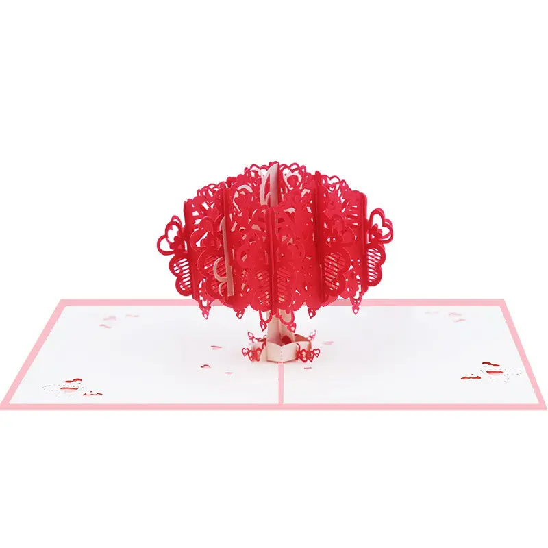 Üç boyutlu tebrik aşk ağacı, 3D kart, yaratıcı kağıt oyma, hediye veren kart sevgilisi ve kız arkadaşı için