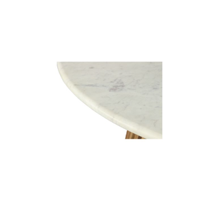 Table de salle à manger ronde élégante et moderne au design intemporel avec plateau en marbre blanc Base en bois d'acacia naturel Style traditionnel convertible - Product Image 4