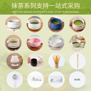 Ensemble de thé Matcha en porcelaine de Chaozhou avec bol à bec verseur 460 ml, filtre et accessoires pour cérémonie du thé, blanc, rose, vert - Product Image 5