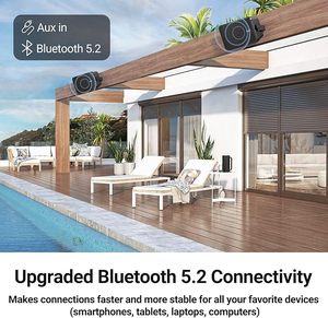 Enceintes Bluetooth d'extérieur Inwa, enceintes murales actives/passives, étanches, son stéréo sans fil intérieur/extérieur avec entrée auxiliaire - Product Image 5