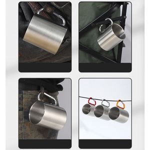 Taza de Viaje de Acero Inoxidable con Asa de Mosquetón, Doble Pared, 220ml/300ml, para Camping y Café, Personalizable, Regalo Promocional, Venta al Por Mayor - Product Image 4