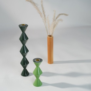 Premium Elegant Lacquer <b>Candlestick</b> Holder, Vintage Glossy Wooden Taper Candle Stand for Modern Luxury Home Decor - Product Image 5