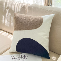 Housse de coussin à motif abstrait tufté couleur crème, coussin de canapé, coussin décoratif de salon style maison d'hôtes avec insert