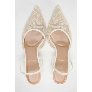 ZA QuiteS Sandales d'été élégantes pour femme, à talons aiguilles fins, avec bride cheville en maille et semelle extérieure en caoutchouc, pour mariée - Product Image 3