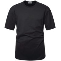 T-shirt basique uni à col rond avec logo personnalisé, coupe ajustée, manches courtes, mélange de coton, tissu doux, t-shirt essentiel