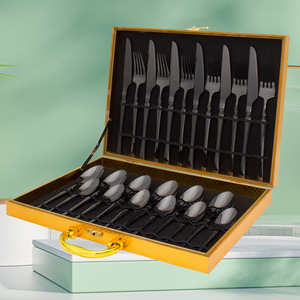 Nuevos estilos 24 piezas <span class=keywords><strong>de</strong></span> alta calidad al por mayor juego <span class=keywords><strong>de</strong></span> mesa <span class=keywords><strong>de</strong></span> cubiertos <span class=keywords><strong>de</strong></span> acero inoxidable cuchara tenedor cuchillo <span class=keywords><strong>con</strong></span> caja <span class=keywords><strong>de</strong></span> embalaje - Product Image 2