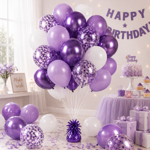 Set de 30 <span class=keywords><strong>Globos</strong></span> Morados, Precio al por Mayor, Confeti Cromado, Color Macaron, Decoración para Graduación, Regreso a Clases, Fiesta, Globo con Tarjeta - Product Image 3
