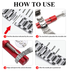 Eraysun Outils de réparation de bracelet de montre Kit d'outils de réparation de réglage de montre pour bracelet de montre en métal en acier inoxydable et pièces - Product Image 6