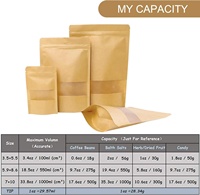 Pochette sur pied en papier kraft refermable transparente imprimée sur mesure emballage de qualité alimentaire pour noix séchées sacs en plastique pour aliments pour animaux de compagnie