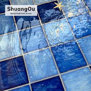 Foshan Swimming Pool Tiles Ceramic Glossy Mosaic Suppliers Impression Series Glazed Pool Tile Ideas