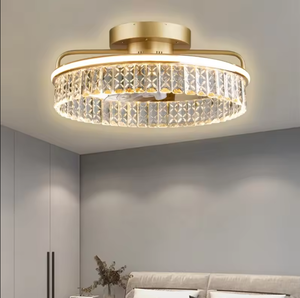 Zèle Éclairage Nordique Moderne K9 Cristal Or Couleur Led Ventilateur De Plafond Lustre Lumière - Product Image 3