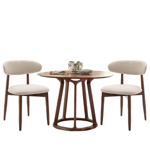Juego de Mesa de Comedor Redonda de Madera Maciza de Estilo Nórdico Moderno con Sillas Tapizadas, Muebles Minimalistas para Cocina y Comedor - Product Image 1