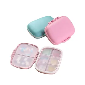 8 grid double -layer sealing ring wheat pill box portable wheels medicine storage box mini portable plastic pill box