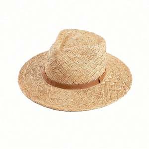 Chapeau de paille Panama Bao fait main, mode printemps-été, avec ruban décoratif, pour l'extérieur, protection solaire jazz - Product Image 5