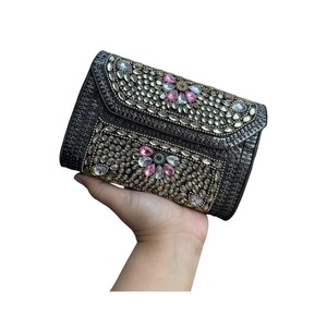 Most Selling Floral Embellished Round Clutch Bag Decorative Fashion <b>Handbag</b> for Wedding and Party Wear Available For Sale - Product Image 3