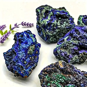 Cristal <span class=keywords><strong>de</strong></span> Azurita Malaquita Pulido al por Mayor - Racimo <span class=keywords><strong>de</strong></span> Cristal Natural Azul Verde <span class=keywords><strong>de</strong></span> Forma Irregular para Decoración del Hogar, Coleccionable, Regalo - Product Image 4