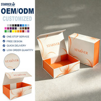 Caja de Regalo Magnética Plegable con Impresión Personalizada, Caja de Papel Rígido con Diseño Artístico en Degradado Naranja para Cosméticos/Joyería/Regalos