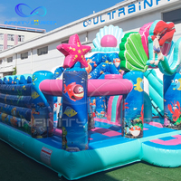 2025 Commercial louer Ocean Princess Castle videur gonflable avec toboggan intérieur ou extérieur maison de saut gonflable avec toboggan