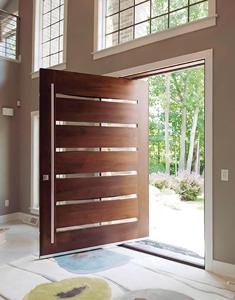 <span class=keywords><strong>Puerta</strong></span> con bisagras de aluminio con aspecto de madera resistente al agua y aislamiento térmico personalizado y lateral opcional - Product Image 2