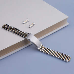 Omega-compatible 18 19 20mm Hollow Curved End BEAD of RICE 316L Acero inoxidable Lujo Plata Oro Reloj Correa Pulsera Correa - Product Image 4