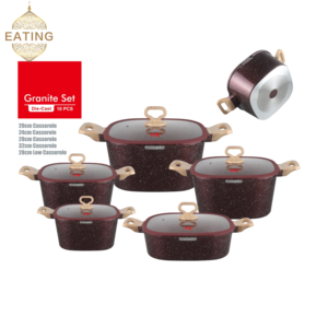 Bộ nồi chảo chống dính 10 món, chất liệu đá granite, dùng được với bếp từ, không chứa PFOA, gồm chảo rán, nồi nhỏ, bộ nấu ăn đúc chống dính - Product Image 5