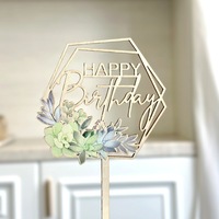 Acryl alles Gute zum Geburtstag Blume gedruckt Cake Toppers Party zubehör für Kuchen Dekorieren Zubehör