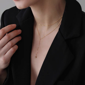 Collier délicat et personnalisé en or 18K, en acier inoxydable, plaqué or, minimaliste, Double couche, Lariat, cadeaux pour femmes - Product Image 4