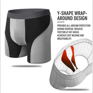 CELINNE Quick Dry <b>Men</b> Boxer Briefs Y Shape Wrap Support Spandex Polyester <b>Stretch</b> Gym Running Sport Underwear - Product Image 2