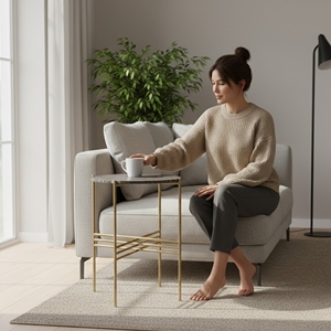 Modern Gold Finish Metal <b>Coffee</b> <b>Table</b> With <b>Black</b> Marble Top Elegant Living Room Decoration Furniture - Product Image 4