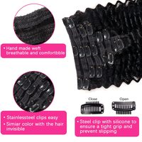 Extensions de cheveux à clips Deep Wave 100% cheveux humains brésiliens vierges, cheveux humains naturels noirs, extensions à clips pour femmes