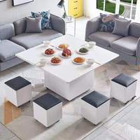 Table à café et à dîner moderne à hauteur réglable |   Tiroir de rangement à compartiment caché, meuble multifonctionnel pour la maison