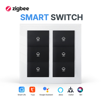 Interrupteur intelligent Zigbee/Wi-Fi, panneau en verre trempé blanc effet toucher doux, 6 gangs, sans fil neutre, IP20, 16A, pour maison connectée, contrôle vocal et via application
