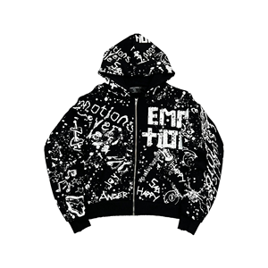 Sudadera con Capucha y Cremallera de Alta Calidad para Hombre, Diseño Oversize, Estampado Digital, Estilo Urbano, con Bolsillos, Nylon/Algodón - Product Image 1