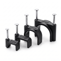 Clips de fixation pour câbles noirs certifiés CE, 5 mm, 10 mm, 14 mm, clips carrés pour câbles avec clous en acier, clips de gestion de câbles en PE avec clous
