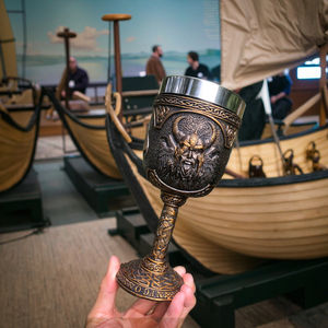 Vintage kupalar boynuz kupa WJA53 Viking içme Taza Viking creed çelik ve reçine 3d ordu bira kupası kadeh Viking Chalice - Product Image 2